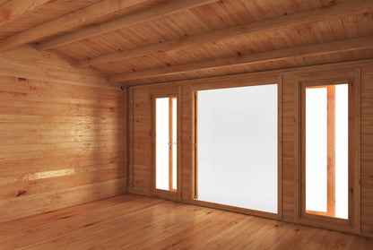 The Home Office Studio Log Cabin with Side Shed 6.1m x 4m