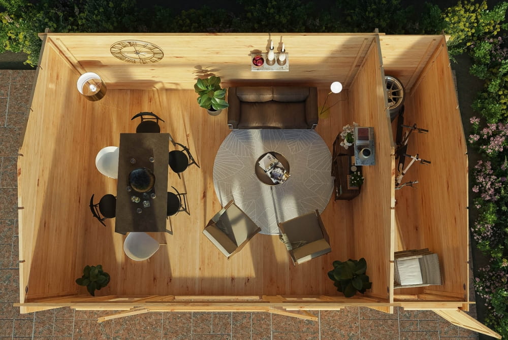 The Home Office Studio Log Cabin with Side Shed 6.1m x 4m