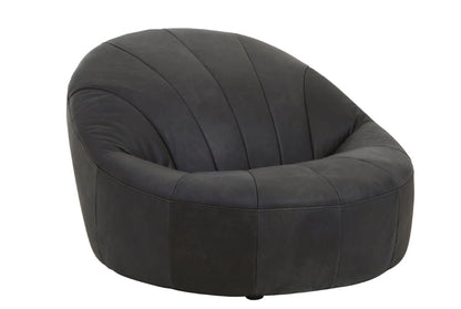 Hoxton Antique Black Leather Lounge Cocoon Chair