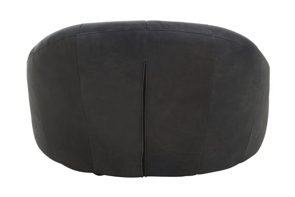Hoxton Antique Black Leather Lounge Cocoon Chair