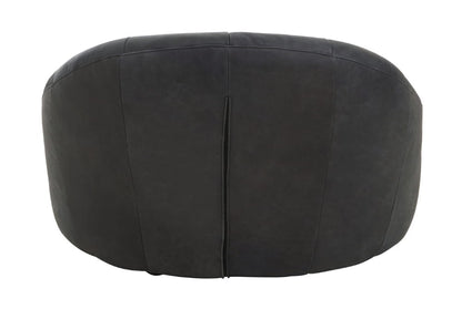 Hoxton Antique Black Leather Lounge Cocoon Chair