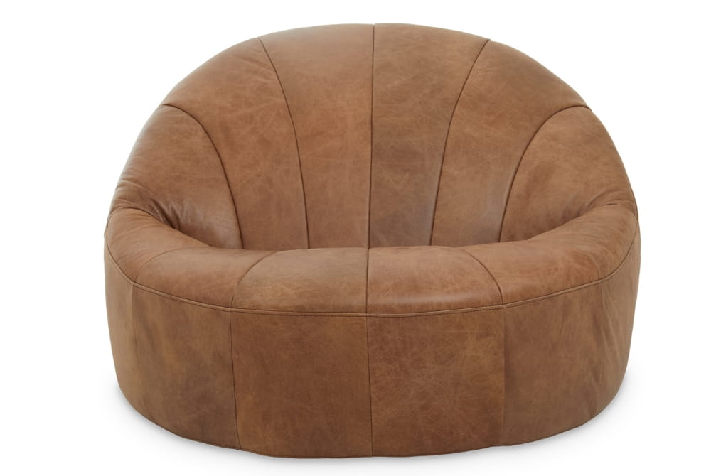 Hoxton Light Brown Leather Lounge Cocoon Chair