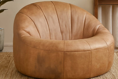 Hoxton Light Brown Leather Lounge Cocoon Chair