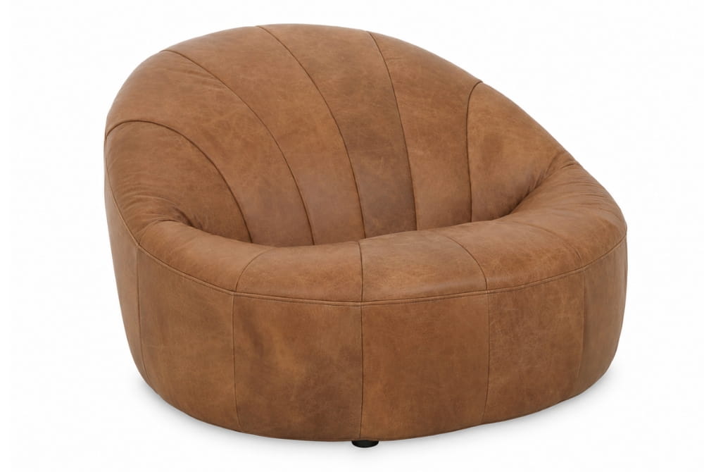 Hoxton Light Brown Leather Lounge Cocoon Chair