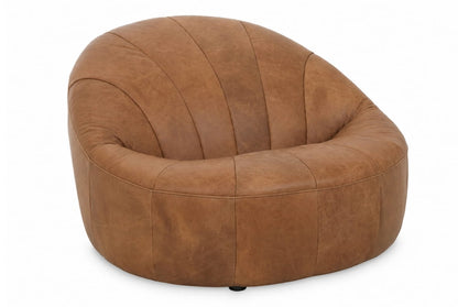 Hoxton Light Brown Leather Lounge Cocoon Chair