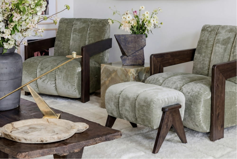 Hudson Dusty Sage Chair with optional Foot Stool