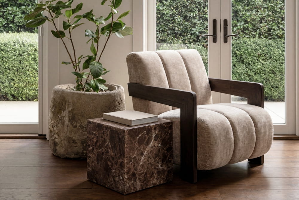 Hudson Porcelain Chair with optional Foot Stool