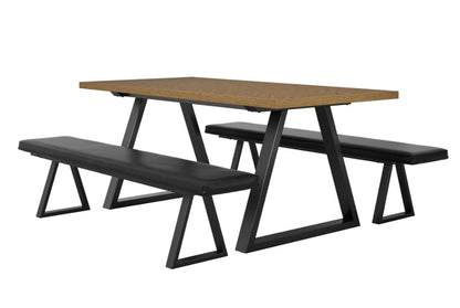 Hyde Whiskey and Black Dining Table with Hyde Benches