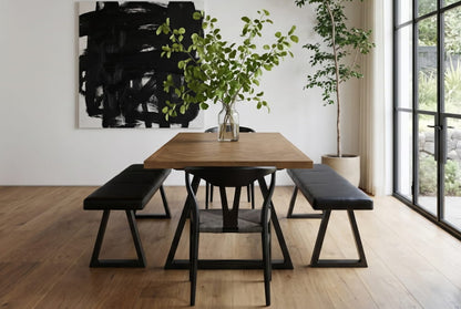 Hyde Whiskey and Black Dining Table with Hyde Benches