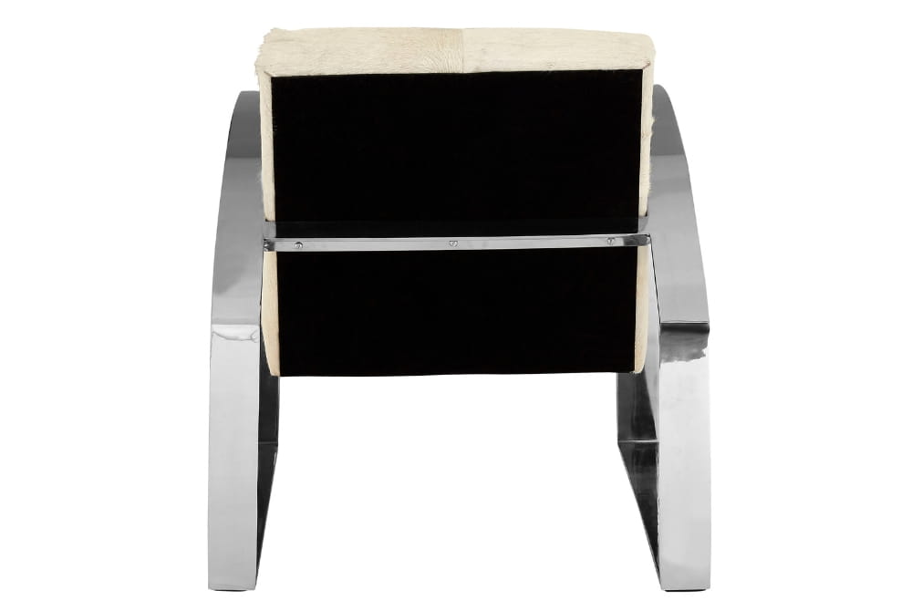  Kensington Townhouse White Hairon Leather Chair With Steel Legs