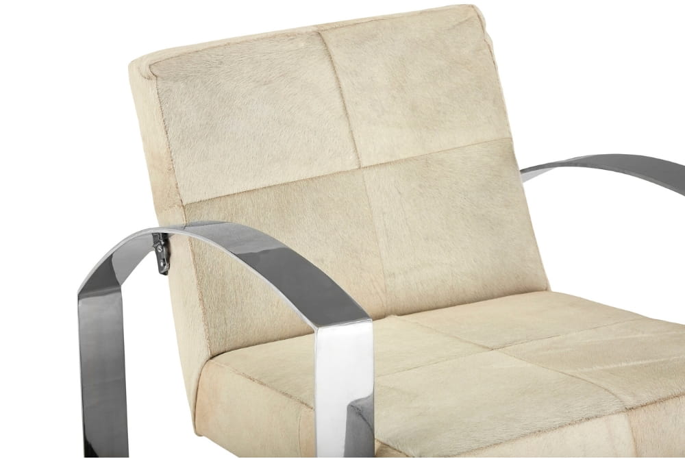  Kensington Townhouse White Hairon Leather Chair With Steel Legs