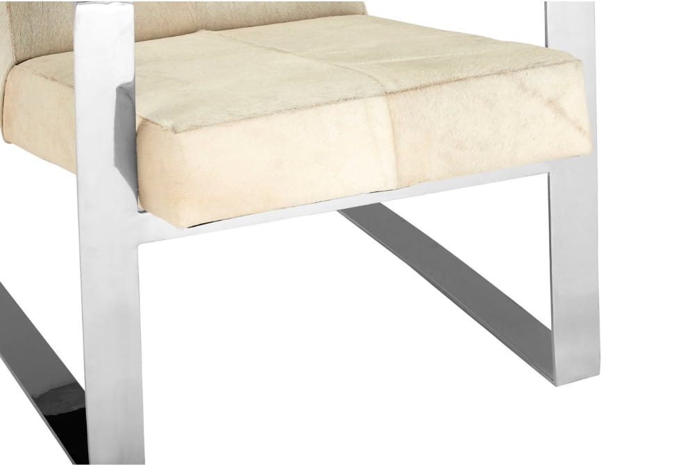  Kensington Townhouse White Hairon Leather Chair With Steel Legs