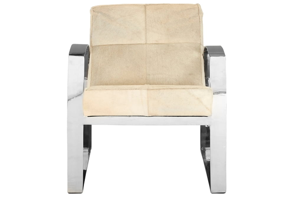  Kensington Townhouse White Hairon Leather Chair With Steel Legs