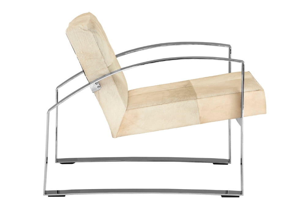  Kensington Townhouse White Hairon Leather Chair With Steel Legs