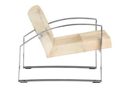  Kensington Townhouse White Hairon Leather Chair With Steel Legs