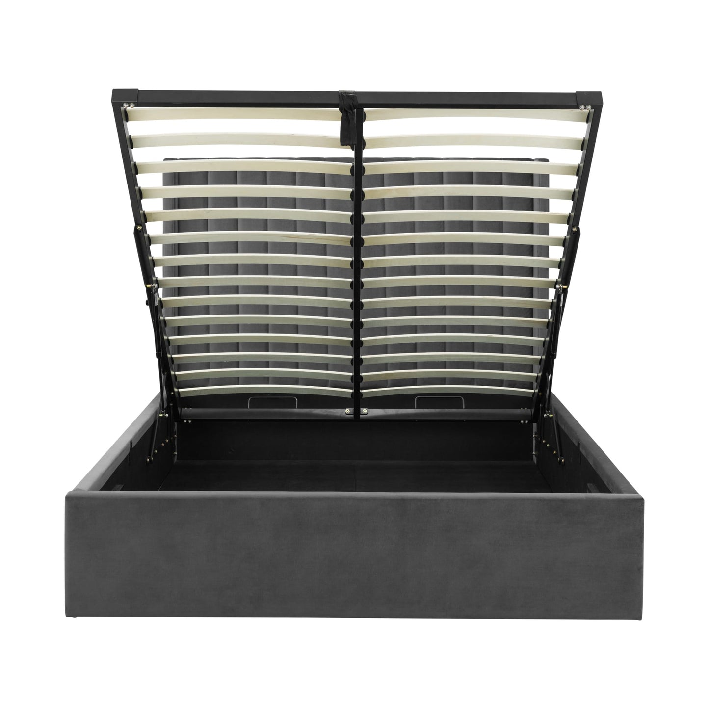 Langham Grey Scalloped Headboard Ottoman Bed