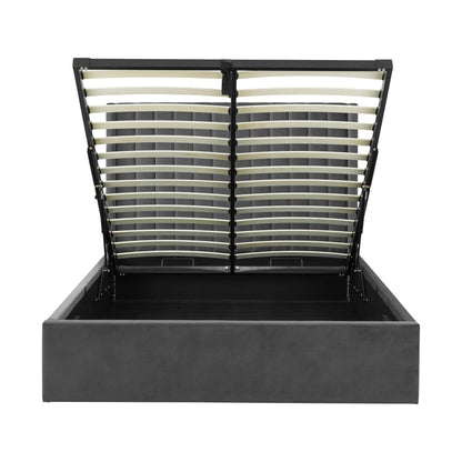 Langham Grey Scalloped Headboard Ottoman Bed