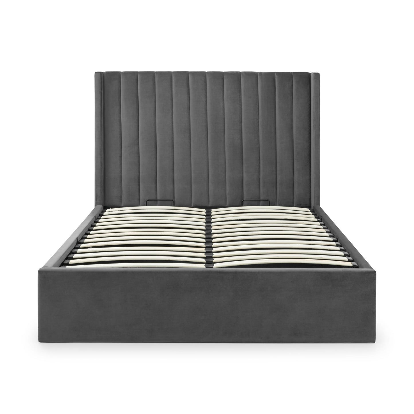 Langham Grey Scalloped Headboard Ottoman Bed