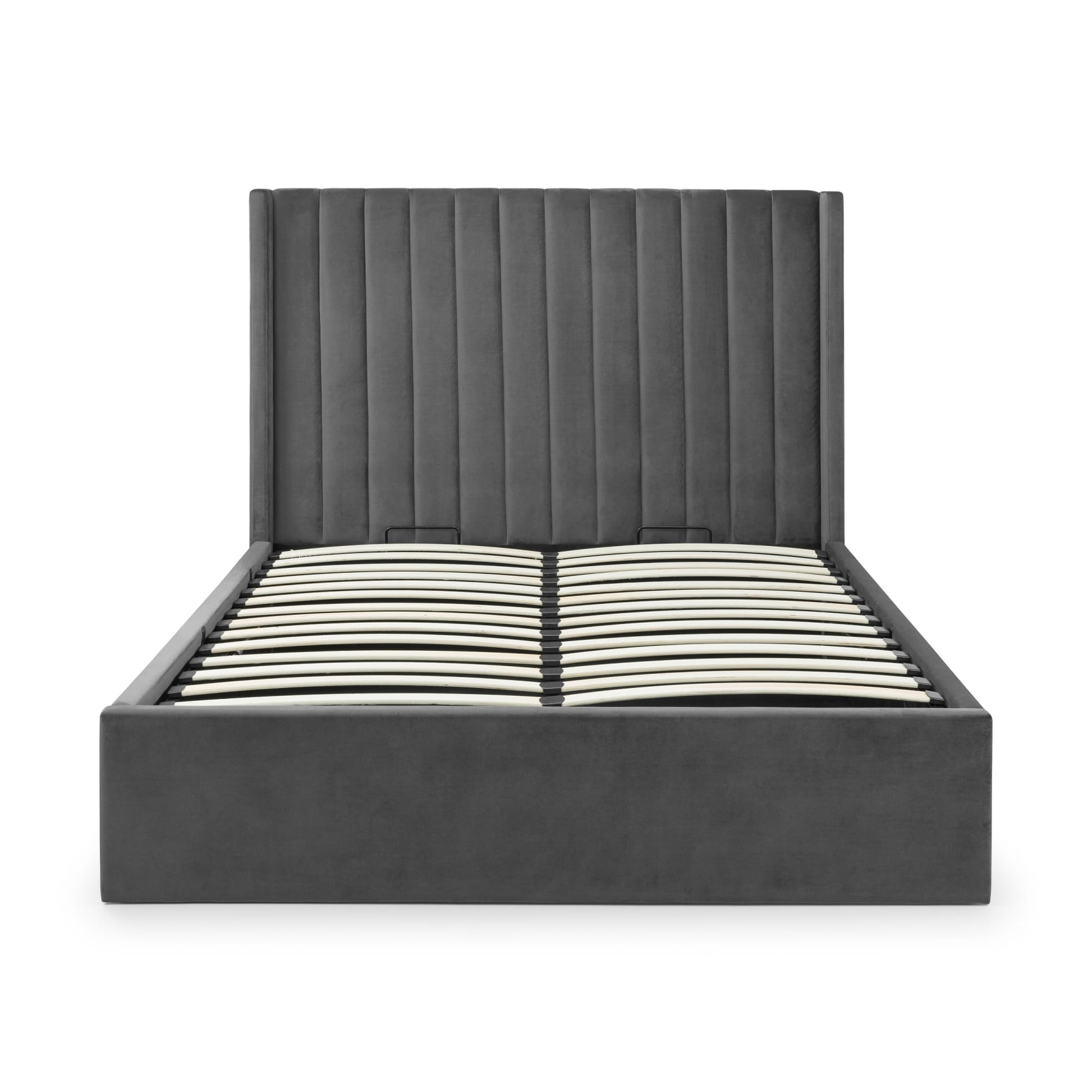 Langham Grey Scalloped Headboard Ottoman Bed