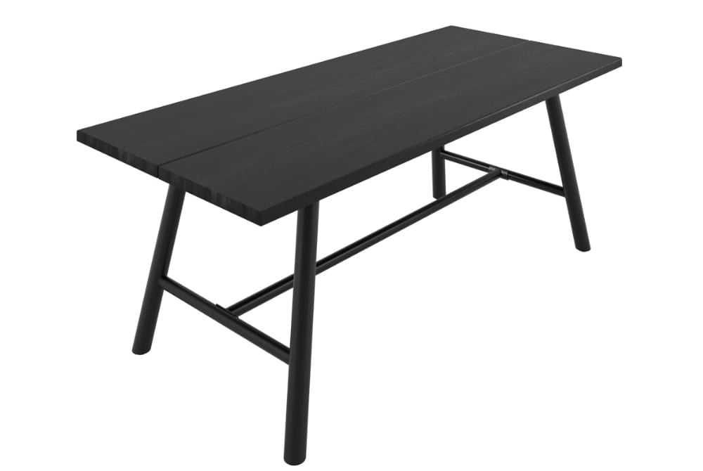 Louie Black Dining Table with 6 Ashton Black Dining Chairs