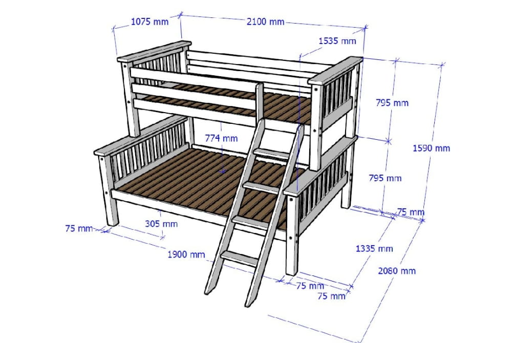 Lucca Triple White Bunk Bed