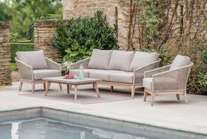 Lynton 3 Seater Sofa Set - Acacia Wood, Grey
