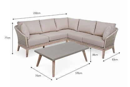 Lynton Corner Sofa Set - Acacia Wood, Grey