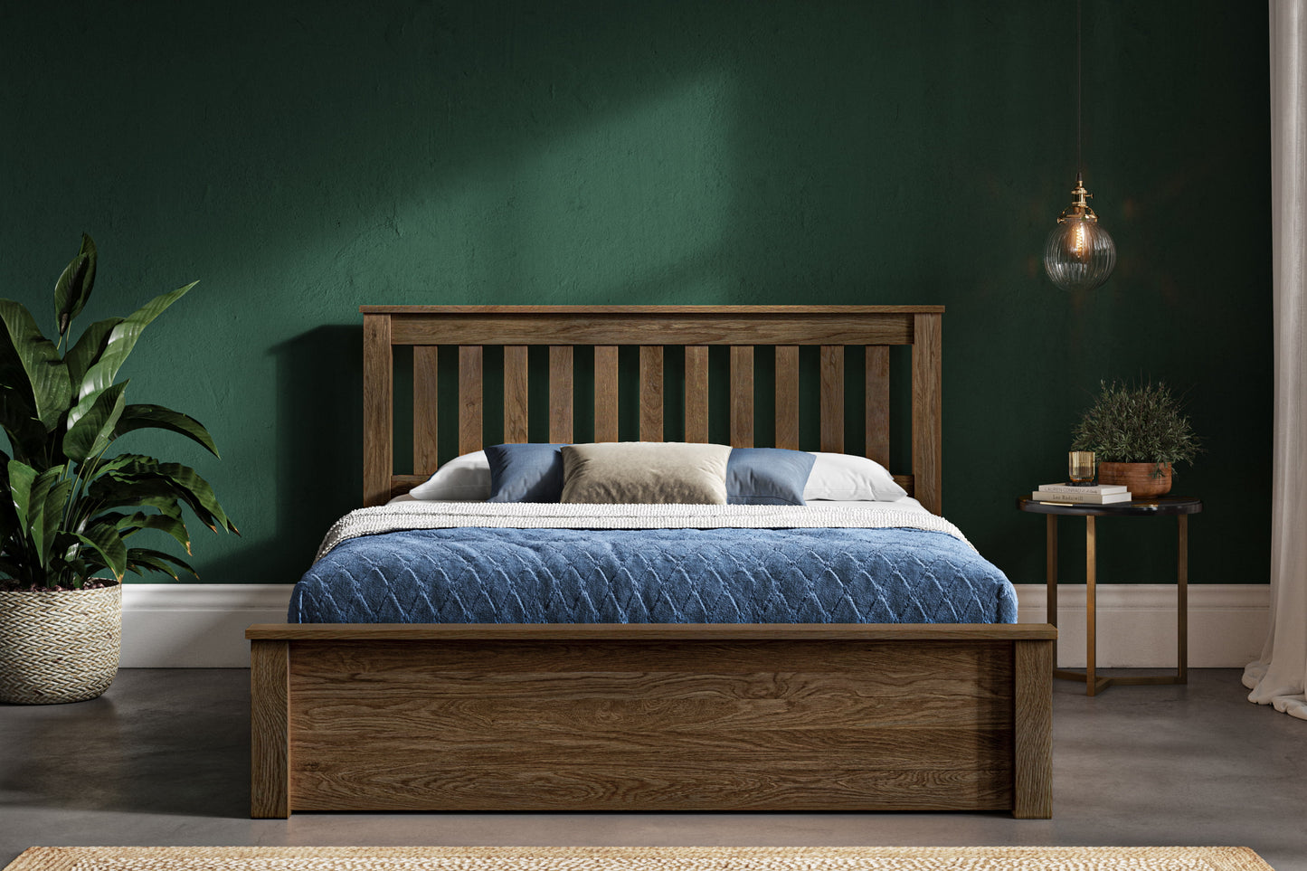 Monaco Warm Oak Double Ottoman Bed