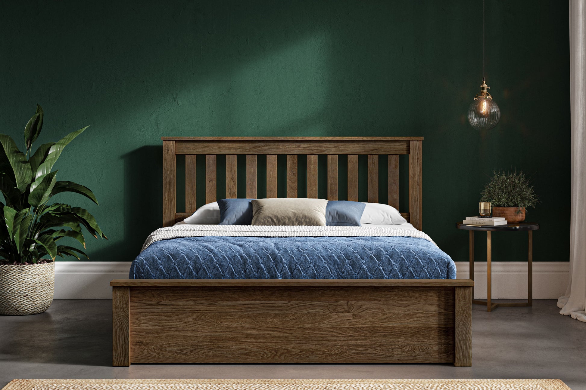 Monaco Warm Oak Double Ottoman Bed