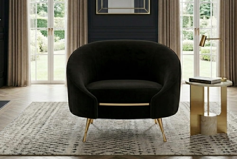 Manhattan Black Velvet Cocoon Chair