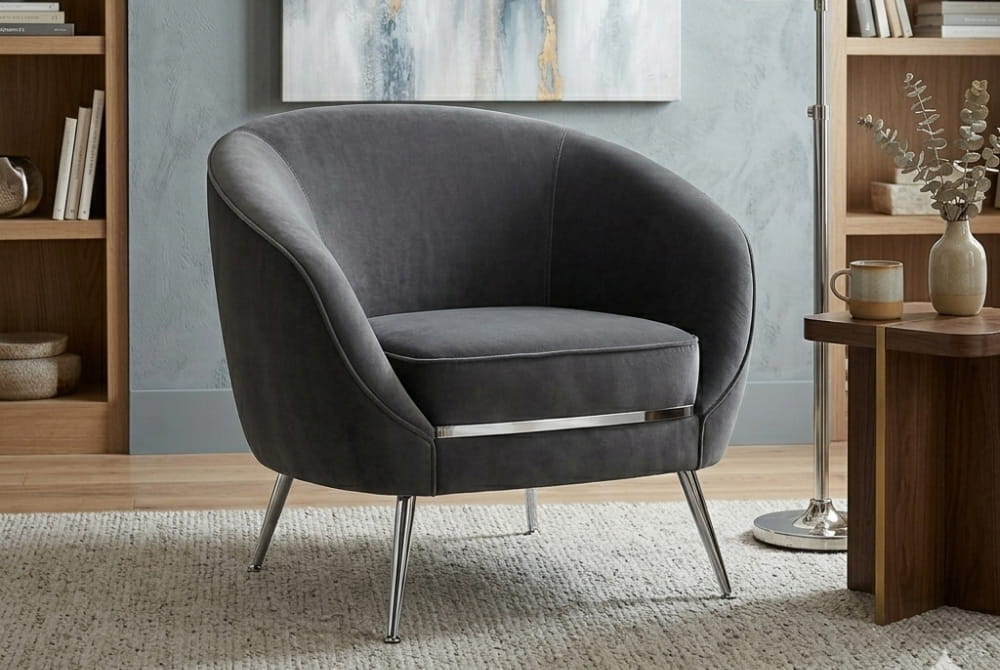 Manhattan Grey Velvet Cocoon Chair
