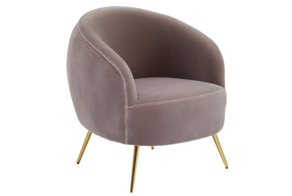 Manhattan Mink Velvet Curved Accent Chair