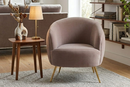 Manhattan Mink Velvet Curved Accent Chair