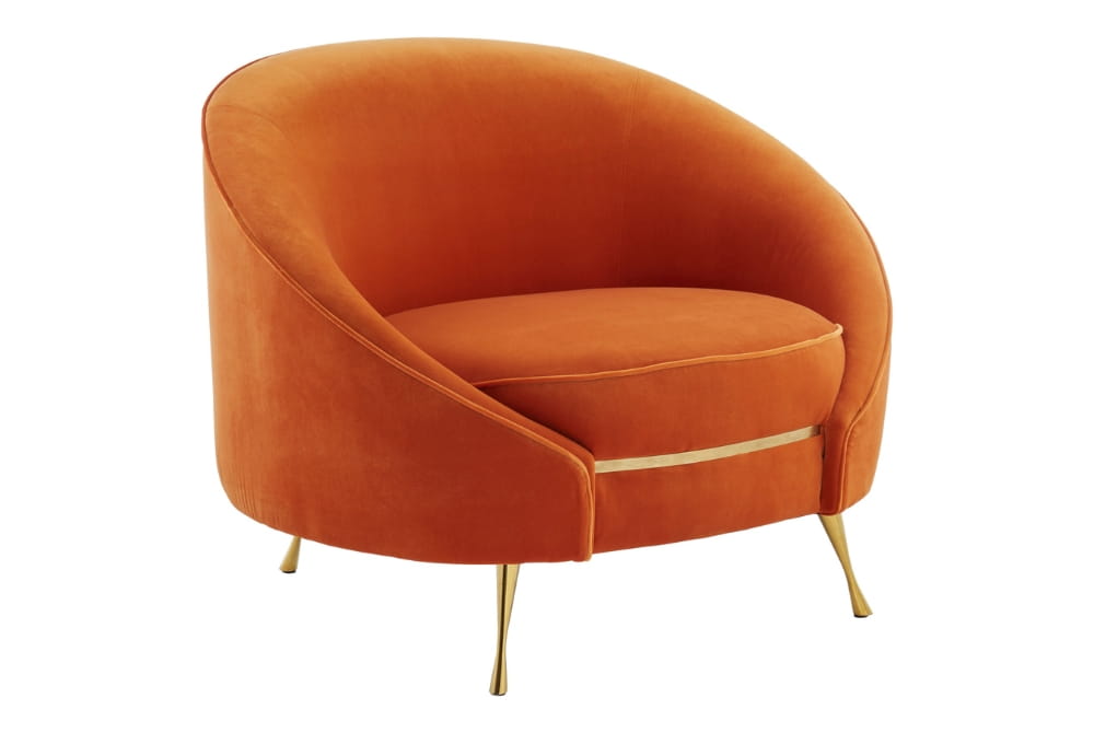 Manhattan Orange Velvet Cocoon Chair