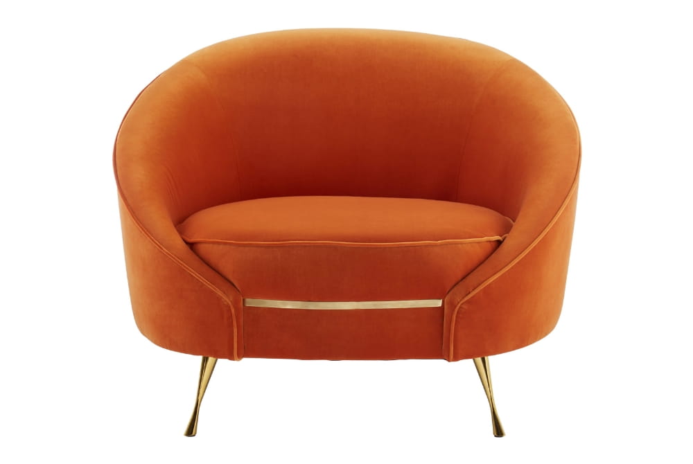 Manhattan Orange Velvet Cocoon Chair