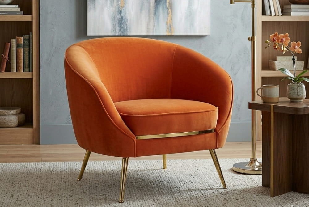 Manhattan Orange Velvet Cocoon Chair