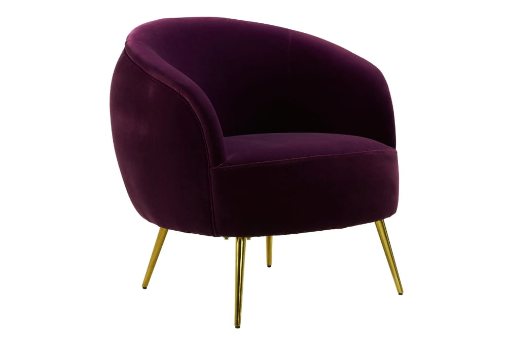 Manhattan Purple Velvet Curved Accent Chair