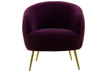 Manhattan Purple Velvet Curved Accent Chair