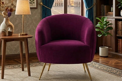 Manhattan Purple Velvet Curved Accent Chair