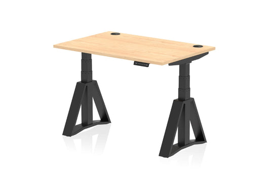 Air Height Adjustable Maple Desk With Cable Ports With Piste Foot