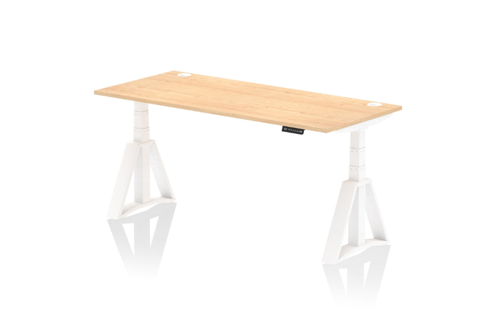 Air Height Adjustable Maple Desk With Cable Ports With Piste Foot