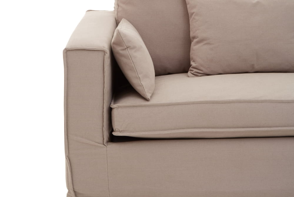 Menton 3 Seat Grey Linen Upholstered Sofa