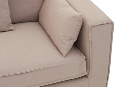Menton 3 Seat Grey Linen Upholstered Sofa