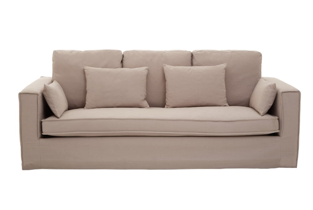Menton 3 Seat Grey Linen Upholstered Sofa