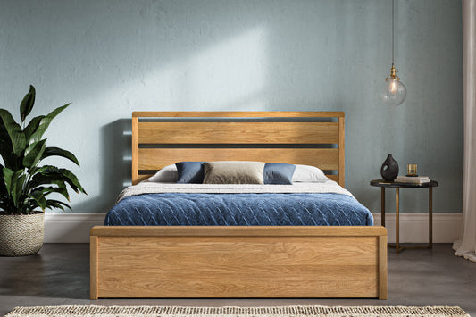 Modena Solid Oak Double Ottoman Bed