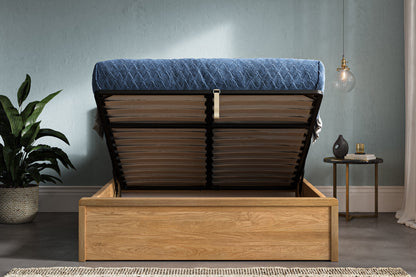 Modena Solid Oak Double Ottoman Bed