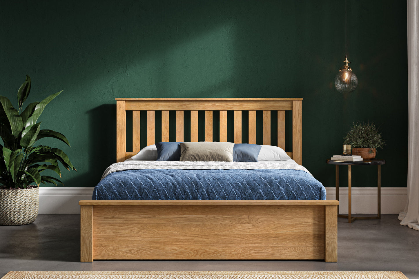 Monaco Solid Oak Double Ottoman Bed
