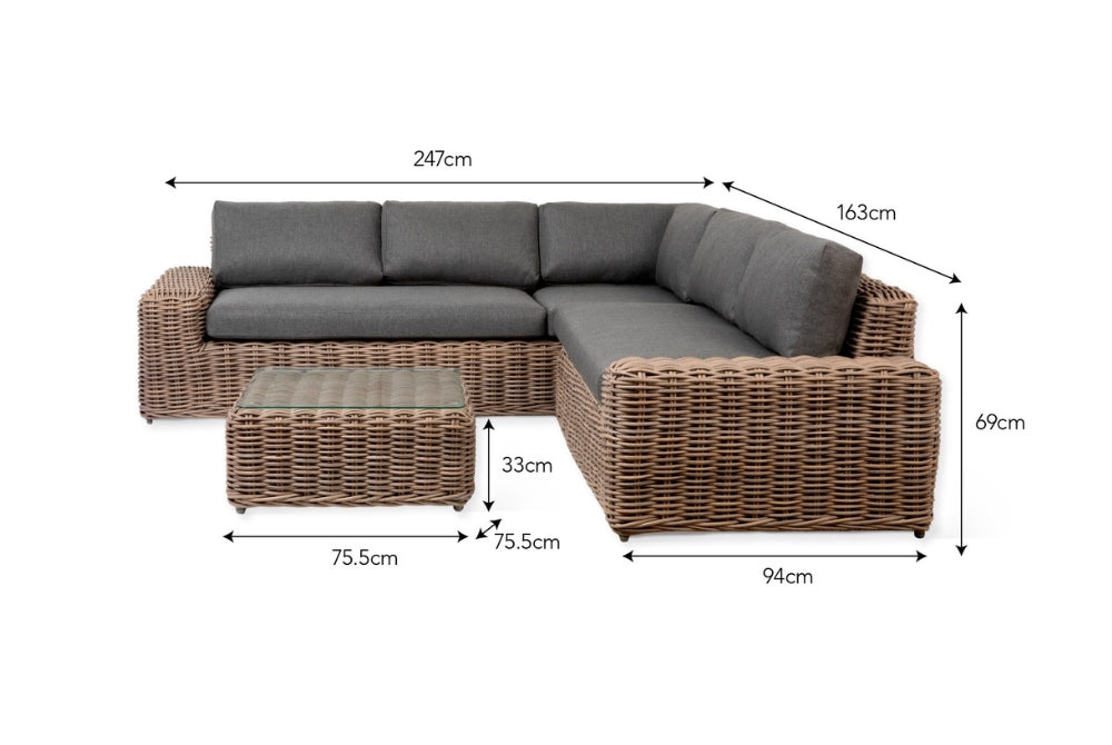 Moorgate Corner Sofa Set - Rattan Dark Natural