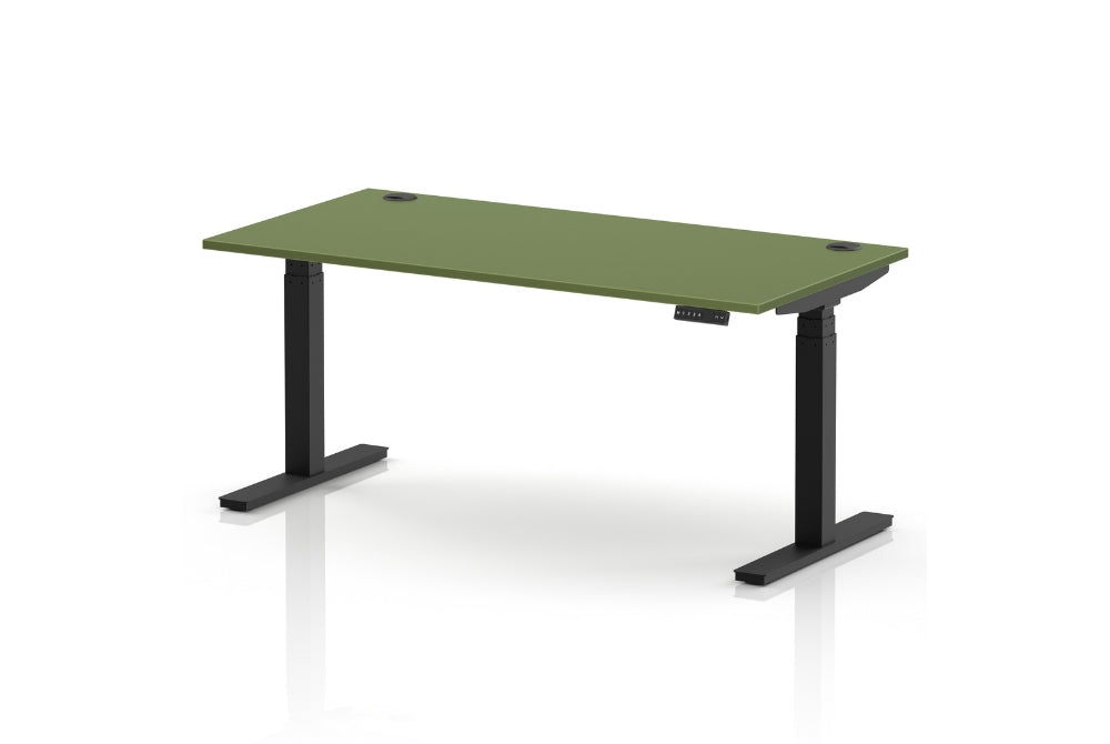 Air Height Adjustable Moss Green Desk With Cable Ports
