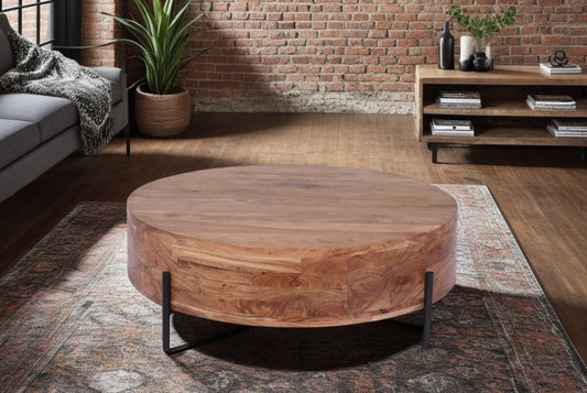 Low Acacia Wood Coffee Table